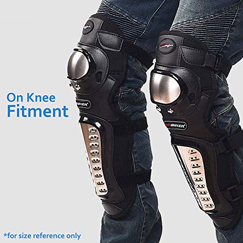 Image of Autofy Pro-Biker Alloy Steel Elbow Guard Knee Guard Shin Protector for Bikers Riders Bike Motorcycle (Black Set of 4)