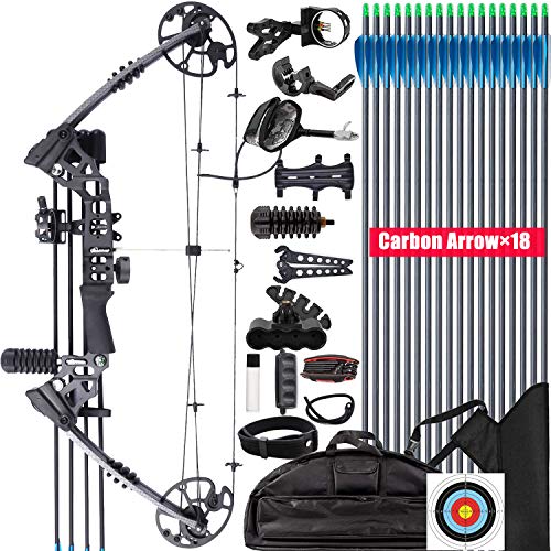 XGeek Compound Bow and Arrow kit, Hunting & Target Bow, with All Accessories, USA-Made Limbs, Draw Weight Adjustable 20-70 Lbs, Draw Length 17-29\", 320 Fps Speed,for Hunter and Archery Enthusiast