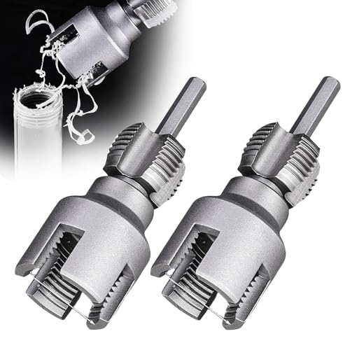 2Pcs Integrated Internal External Pipe Threading Tool, Electric Drill Compatible PVC Pipe Threader Kit for 1/2