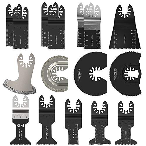 Sägeblätter Kit Mix Klingen Multitool Universal 16tlg. Pro Schnellspanner Multifunktionswerkzeug für Fein Multimaster, Rockwell, Makita, Bosch