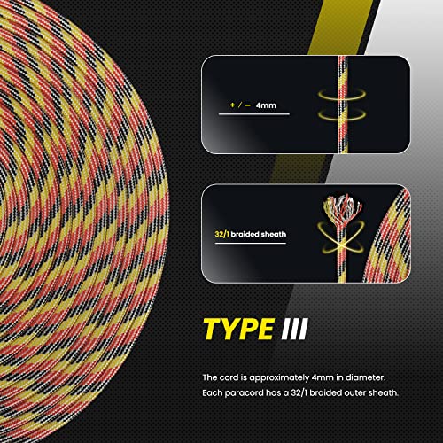 Abma Cord Paracord 620 lbs 4mm 9 Strands 100% Nylon 30M - German, Multi Color-german, 30 Meters - Image 4