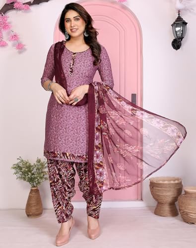 Image of Priyashi Women Unstiched Crepe dress materials | Crepe Salwar Suit for women with dupatta | suit material for women unstitched