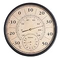MUMTOP Indoor Outdoor Thermometer - 12 Inch Outdoor Wall Hanging Thermometer Hygrometer with Large Numbers, Weather Thermometers for Patio, No Battery Needed(Brown)