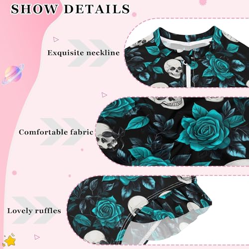 Girls Long Sleeve Rashguard Swimsuit UV Protection One-Piece Swimwear Bathing Suit B04044784