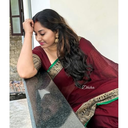 Image of Narayanpet Pure Cotton Saree for Women | Preethika Big Border Saree with Running Blouse | Tassels | Handloom Weave