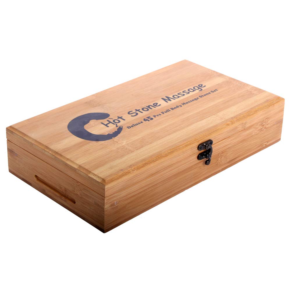 Set per massaggio con pietre calde Apparecchio riscaldante Riscaldatore 5,5 litri per pietre “calde” 45 pietre da massaggio per trattamenti termici Riscaldatore per pietre – Display digitale