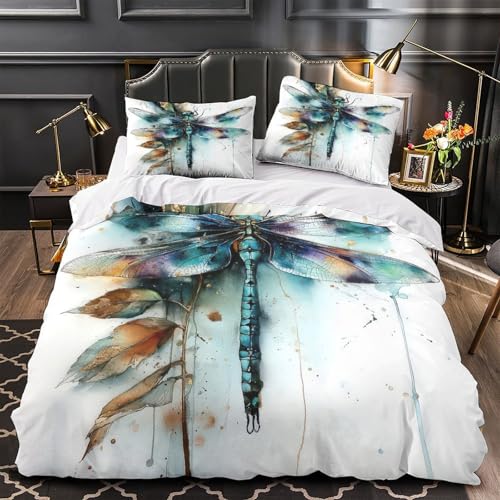 Parure de lit libellule hypoallergénique en microfibre douce avec zip caché - 2