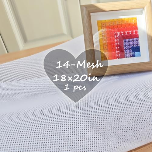 Image of Needlepoint Canvas, 20 inch X 18 inch, 14-Mesh White Needlepoint Canvas Embroidery Blank White Cloth (1)