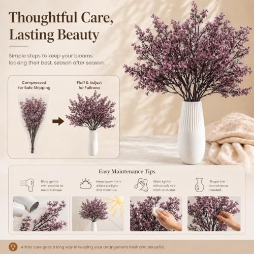 Image of Mandy's 6 Bundles Artificial Dusty Pink Baby's Breath Flowers