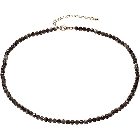 Jewever Dainty 3-4 mm Faceted Beads Necklace Simple Boho Crystals Choker Necklaces for Women and Men Trendy Jewelry Gifts