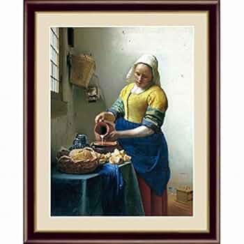 【新品】フェルメール　ミルクメイド（アルグラフ）　復刻 牛乳を注ぐ女 - ヨハネス・フェルメールの手描き油絵複製、窓辺