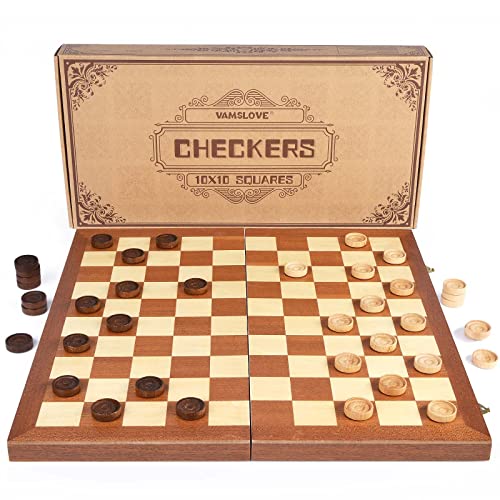 Juego de mesa de damas de madera plegable 15 pulg miniatura 7
