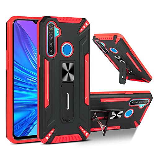 Phone Case Cover Case for Oppo Realme 5/6i/5i/C3, for Oppo Realme 5 Case Heavy Duty Shock Absorption Full Body Protective TPU Rubber with Hard PC Phone Case Cover Phone Shell (Color : Red+Black)