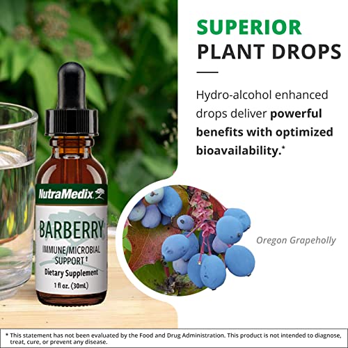 Nutramedix Barberry Drops - Bioavailable Immune Supplement With Oregon Grape Root Extract For Immune System, Antioxidants & Gastrointestinal Support - Powerful Liquid Extract Supplement (1Oz / 30Ml) #TOP3