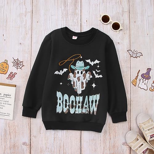 Ritatte Kids Halloween Sweatshirt Girls Boys Cute Boohaw Western Ghost Pullover Tops Long Sleeve Crewneck Fall Shirts4