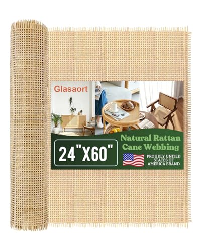Glasaort 24 x 60 Natural Rattan Cane Webbing Roll Natural Cane Webbing