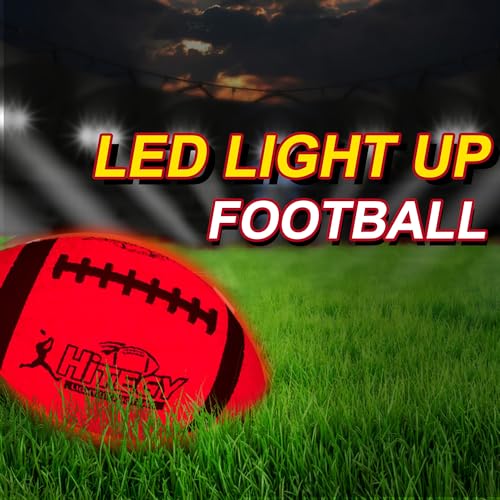 HITEGY Rechargeable Glow in The Dark Football - USB Charging, Official Size 6, Light Up with Every Catch and Throw, Includes Pump, Ball Bag & Charging Cable - Rechargeable Light Up Football - Orange