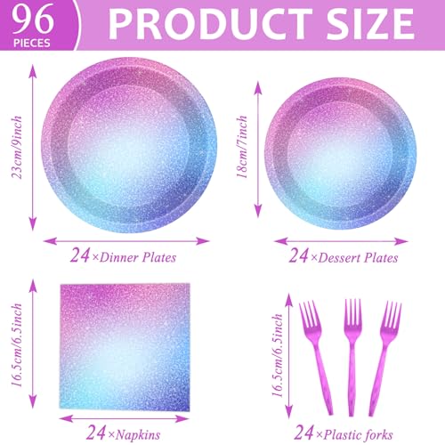 Image of 96pcs Kpop Birthday Party Decoration Kpop Music Paper Plates and Napkin Magical Music Theme Tableware Set Purple Demon Party Supplies for Birthday Baby Shower Women Pop Fans Lover Serve 24