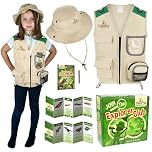 Cheerful Children Toys Kids Costume Set with Safari Vest and Hat and Dinosaur and Beetle Learning Guides - Fancy Dress, Outdoor Adventures and Role Play - Suitable for 3-7 Years Old