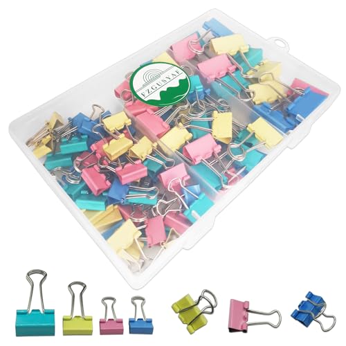 FZGUSYAF 85 Piezas Clips Plegables 15MM 19MM 25MM Colores Surtidos Pinzas para Papel