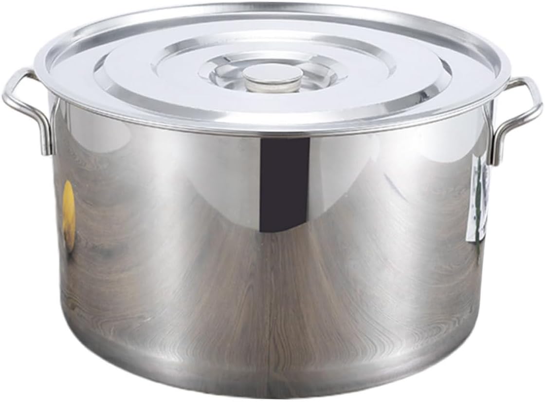 UPKOCH Stainless Steel Stockpot with Lid 25x25cm 2.0mm Thick Multipurpose Soup Pot Rustproof Large Capacity Kitchen Cooking Container for Dining Hall and Home Use