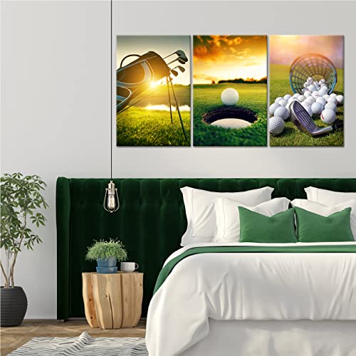 Conipit Golf Canvas Wall Art Golf Course Pictures Modern Leisure Sports Artwork Prints Stretched Framed 16''X24''X3 Panels #TOP4