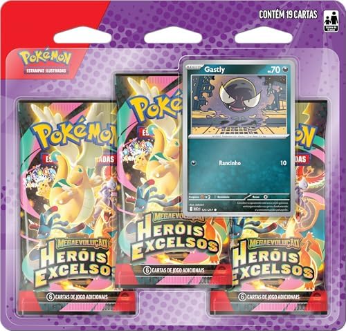 Pokémon TCG, Blister Triplo Gastly ME02.5 Heróis Excelsos