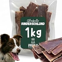 BREERs Rinderdörrfleisch getrocknet 15cm Trockenfleisch für Hunde 1 kg Kauartikel für große & kleine Hunde Hundesnack Kausnack Rinderschlund