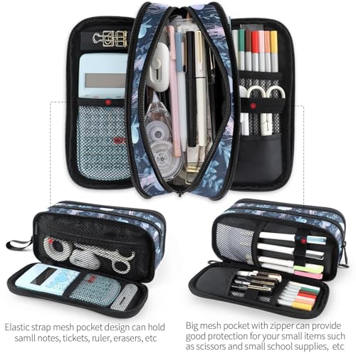 Image of Fustylead Transparent Jellyfish Big Capacity Pencil Pen Case, Multi-Purpose Makeup Bag Organizer Storage Pouch for Office College School Hiking Travel