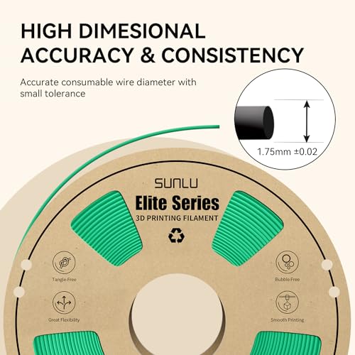 Image of PLA 3D Printer Filament 1.75mm, Fit Most FDM 3D Printers, Neatly Wound, Dimensional Accuracy + /- 0.02 mm, 1kg Spool (2.2lbs), Green