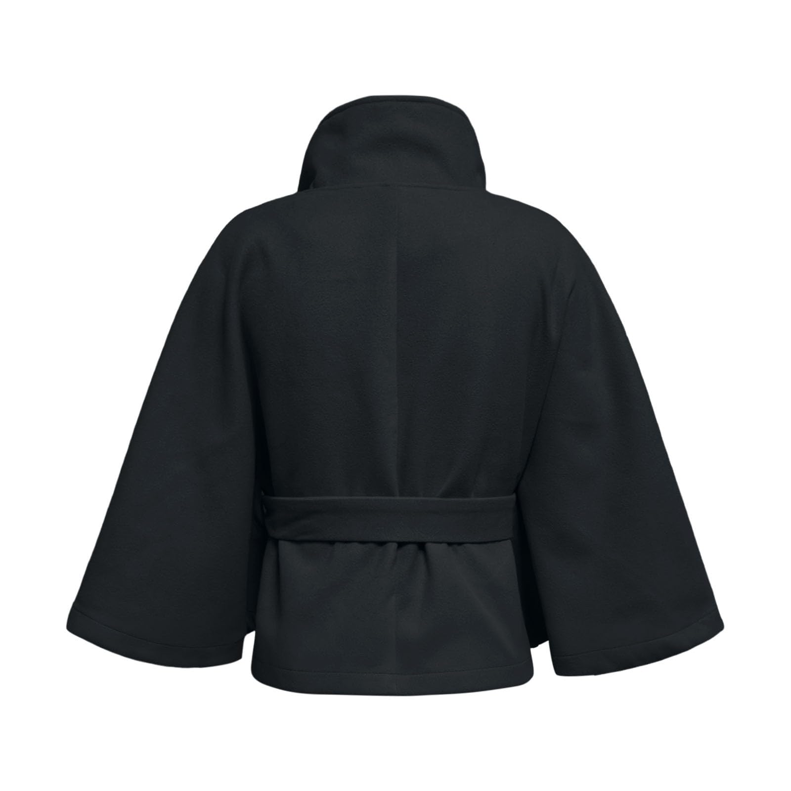 Générique Ponchos à Manches Chauve Souris Pour Femmes Manteau En Laine Col Montant Ceinture Cape Veste D'hiver Courte Long Chic Blouson Printemps éTé Et Elegant Mi Saison Brune Blazer