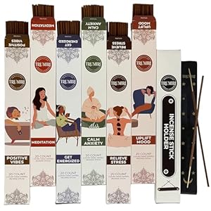 Aromatherapy Incense Sticks – Total 120 Insence-Sticks (20 Insense x 6 Inscents) – Inciensos Aromaticos para La Casa Aroma Incents for Positive Vibes Meditation Stress Relief + Incense Holder