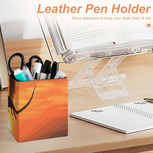 Porte-stylo carré en cuir dragon volant, le cadeau de bureau idéal