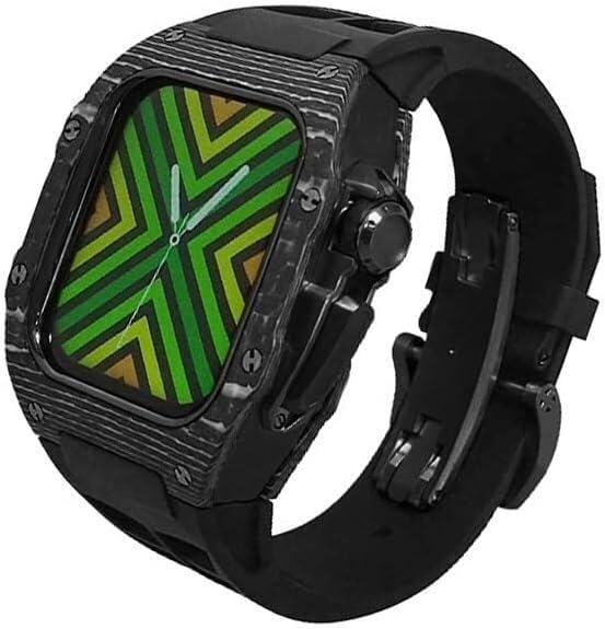Kit Mod en carbone pour Apple Watch 45mm | Boîtier luxe et bracelet silicone