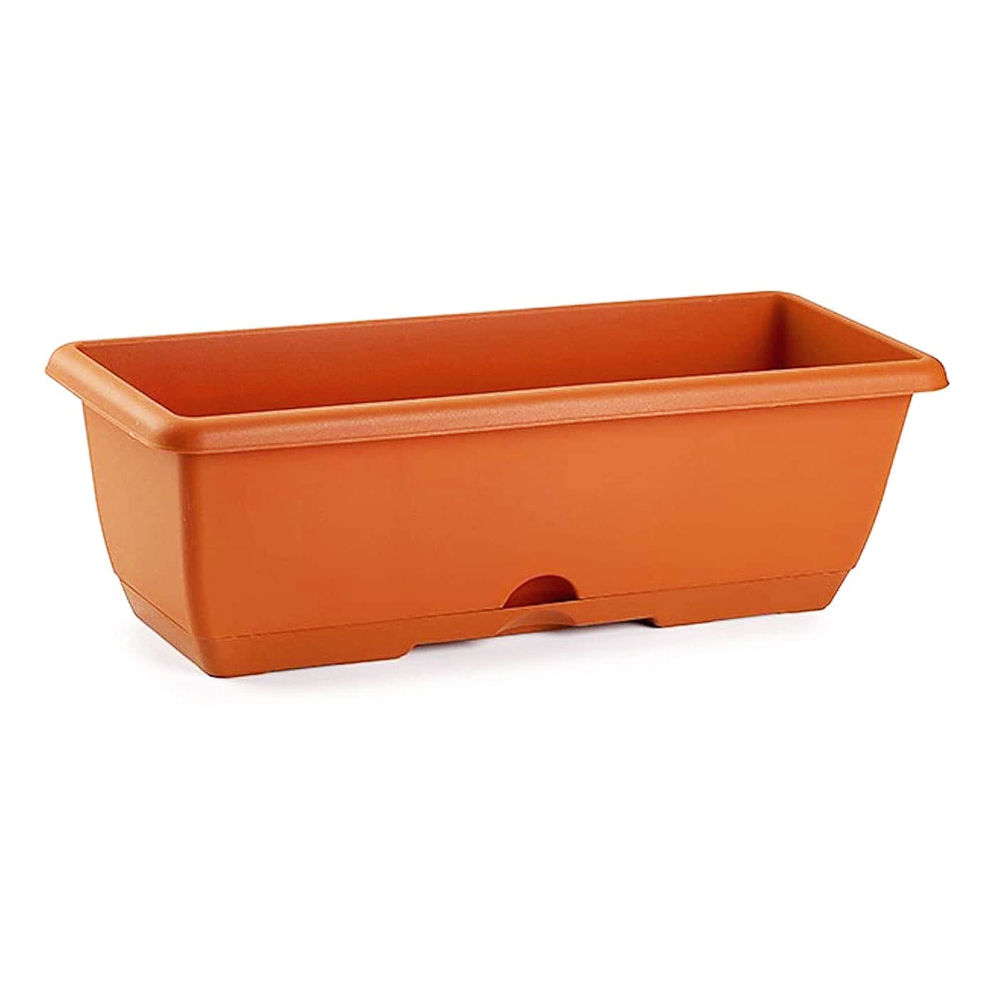 Acan Tradineur - Jardinera para balcón con Plato Integrado - PLFT - Fabricado en plástico - Capacidad de 8 L - 17 x 40 x 19,5 cm - Color Marrón