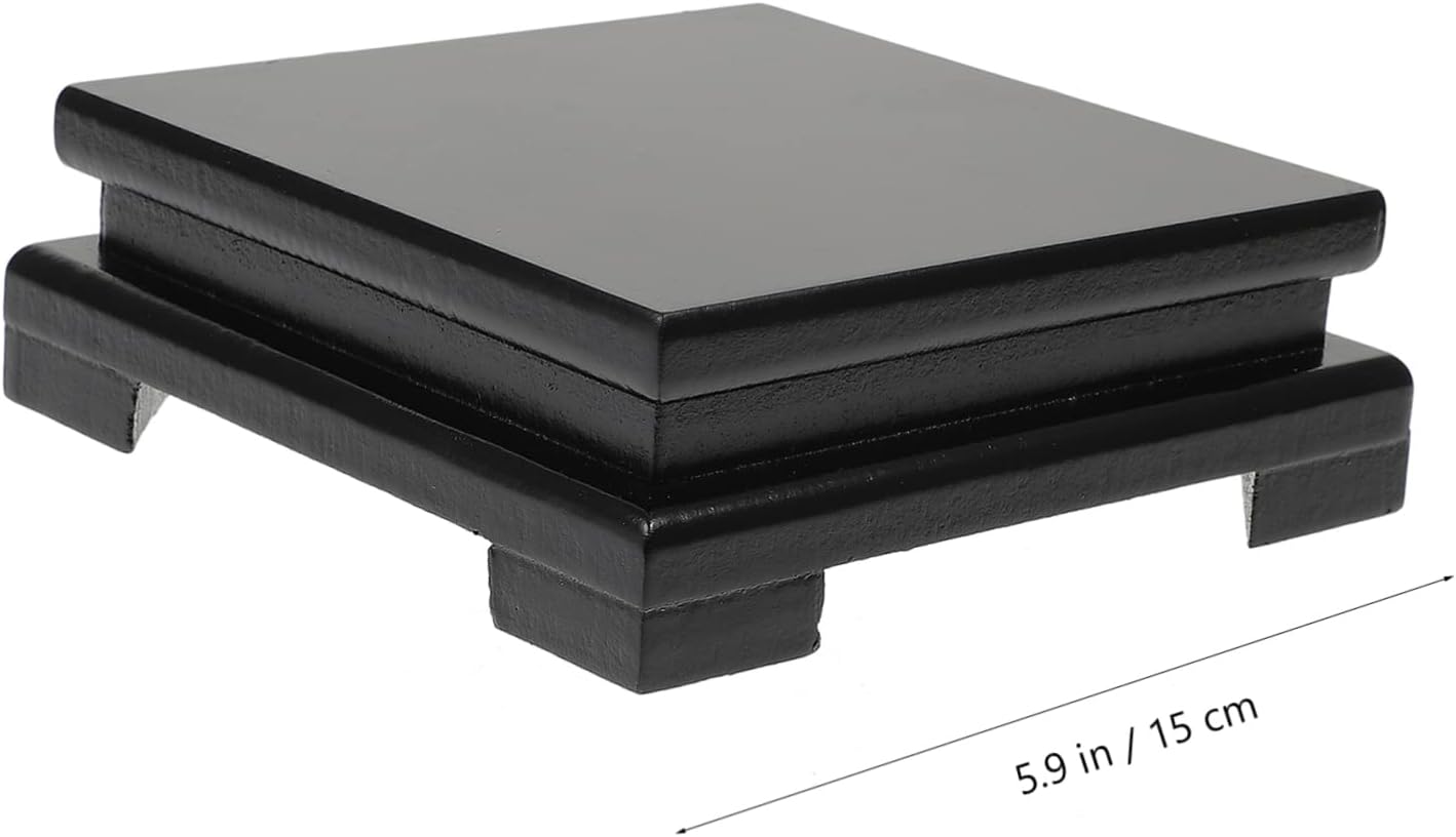 GANAZONO Solid Wood Display Base Square Plant Stand for Vases Flower Pots Buddha Statues Tea Sets Home Office Decorative Ornament 5.9X5.9X2 Inches