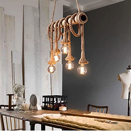 Lustre en corde de chanvre rétro pour loft et cuisine rustique