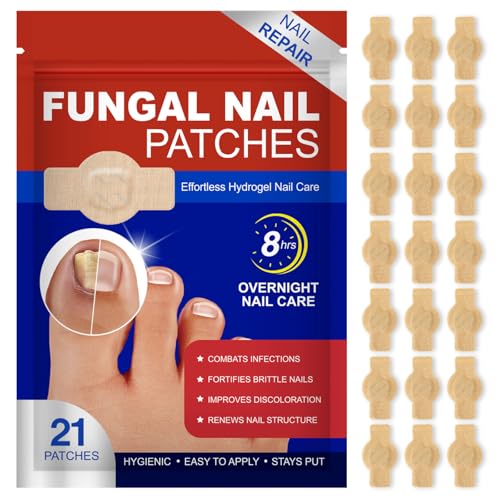 21Pcs Fungal Nail Patches Multi-Purpose Toenail Repair Treatment Pads Fungal Nail Treatment Nail Fungus Treatment for Toenail Hour Nail Treatment Restores Healthy Appearance