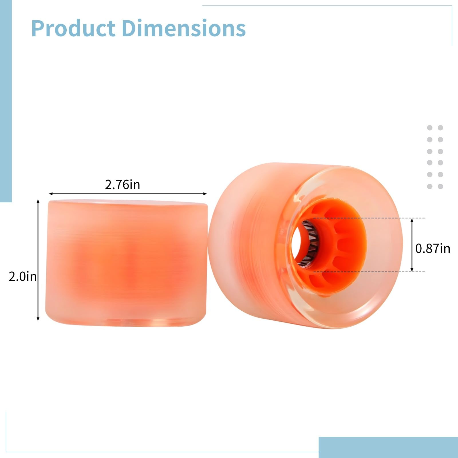 4 Pcs Flashing Skateboard Wheels, 2.76 X 2 Inches High Pu Cruiser Wheels with Led Light Effect for Longboard, Fish, and Skateboards (80A)