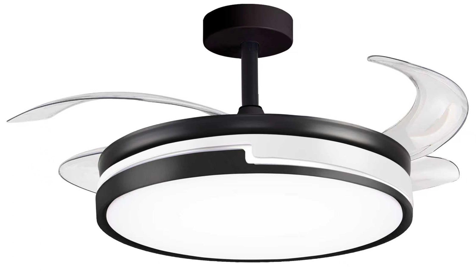 BEL AIR HOME Ventilador de techo ROBIN negro, motor DC silencioso, luz LED 36W 3 temperaturas, aspas plegables, mando a distancia, montaje en techo, diseño moderno