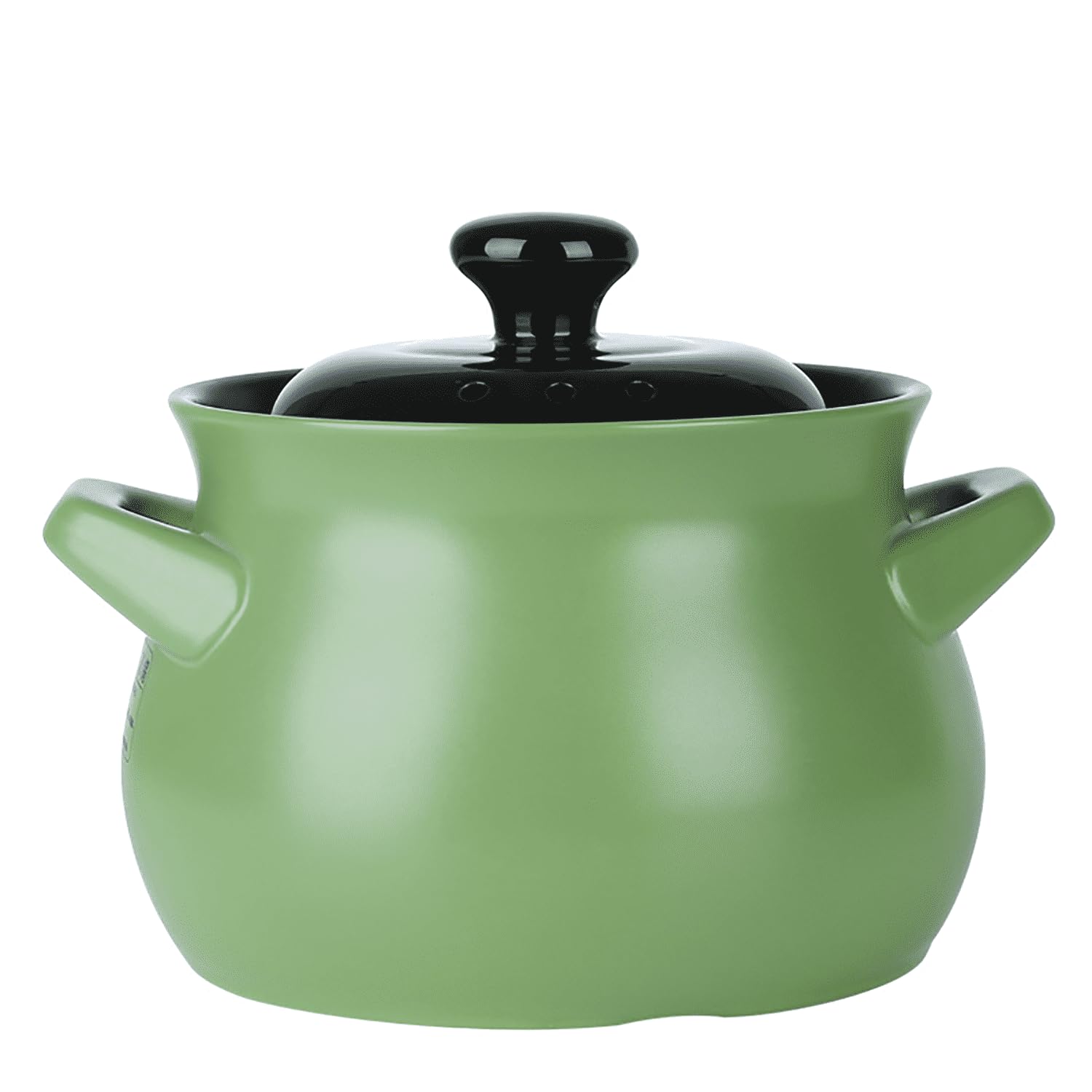 Pot à soupe en céramique Pure avec couvercle à Double poignée(Black and green,5L)