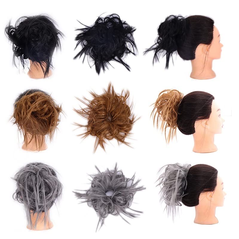Kok z włosów Syntetyczny kok do przedłużania rozczochrany kok Scrunchie Krótkie proste z elastycznymi gumkami do włosów Updo Treska Odporna na ciepło dla kobiet Przedłużanie włosów w koński ogon