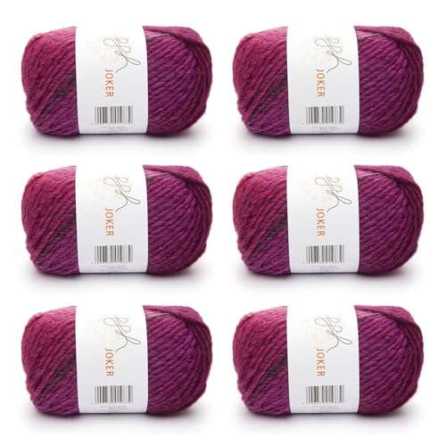 ggh Joker Box - 6 Knäuel - Schurwolle Mischung mit Farbverlauf - Wolle zum Stricken oder Häkeln Farbe 006 - Rostrot-Zyklam ggh Joker Box - 6 Knäuel - Schurwolle Mischung mit Farbverlauf - Wolle zum Stricken oder Häkeln Farbe 006 - Rostrot-Zyklam