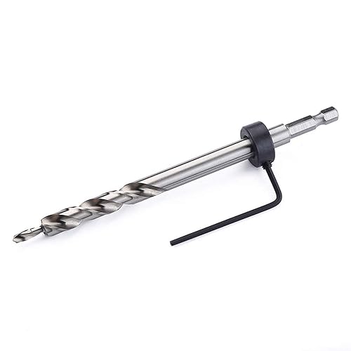 Miniatura 3 de 2 brocas de agujero de bolsillo de 3/8 pulgadas (0.374 in), broca de paso giratorio HSS con cuello de tope de profundidad para agujero de bolsillo