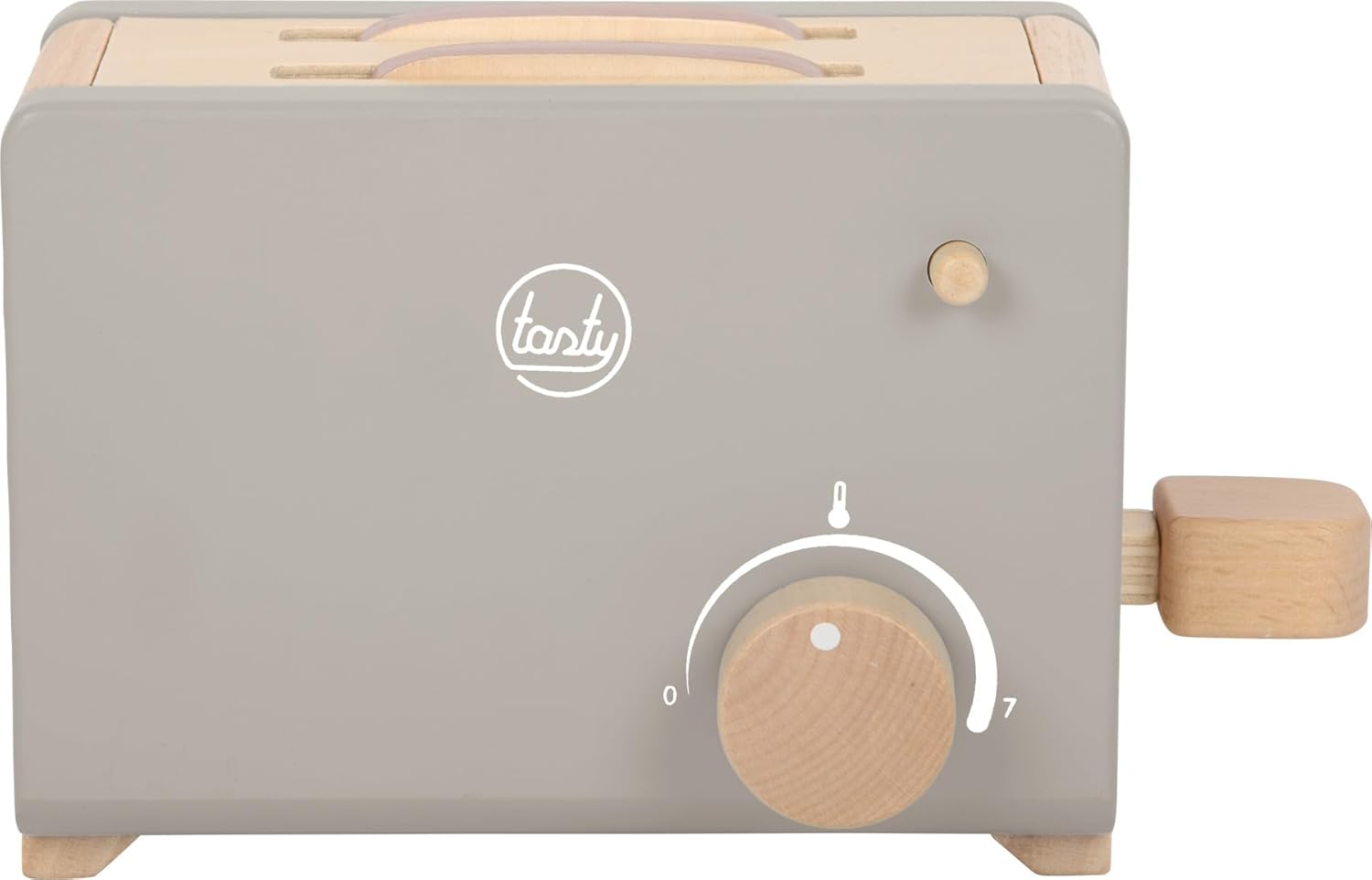 Small Foot 12681 "Tasty Toaster Set, Wood, Accessory with Pop-up Function, from 3 Years Old, Grey