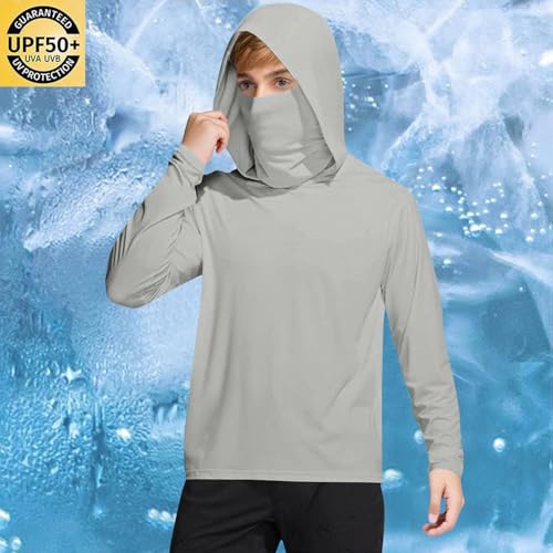 Boys&Girls Sun Protection Clothing Kids Hoodie with Face Mask Rash Guard UPF 50 + Long Sleeve Quick Dry Beach Swim Shirt2