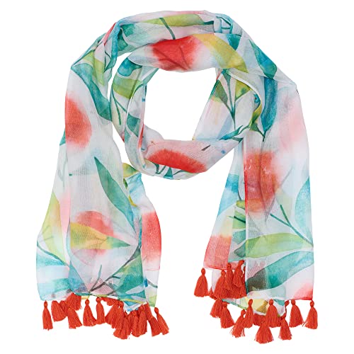 Heartfelt Women's Scarf Fashion Accessory Lightweight Sheer Beautiful Modern Watercolor Floral Design