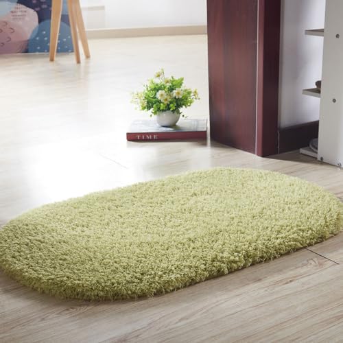 Treer Tappeto Ovale Salotto Moderno Pelo Corto Vello Berbero Lavabile Morbido Tappeti per Interni Morbidi Tappeti, per Soggiorno Divano Camera da Letto Home Decor (60x90cm,Erba Verde)