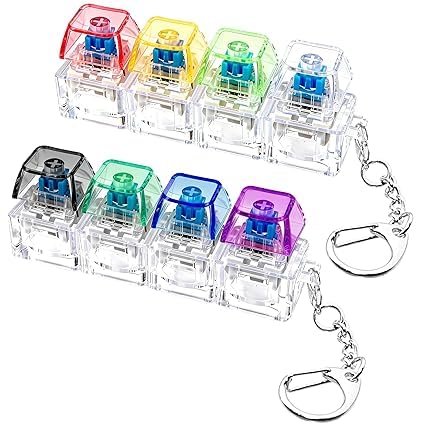 Image of 2 Pcs Keyboard Keychains with LED Light - Clickable Fidget Clicker for Adults Stress Relief, Mini Keyboard as Sensory Toy, Office and Travel Companion