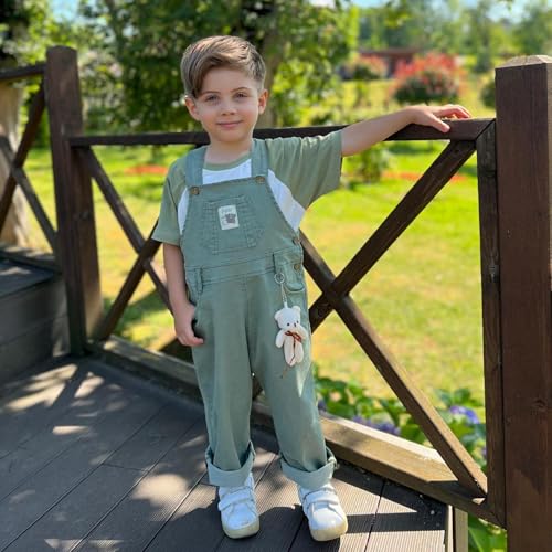 POLLİTO Sweatshirt and Overalls for Toddlers Two-Piece Set | Corduroy Dungarees with Bear Detail for Boys and Girls Aged 2-72